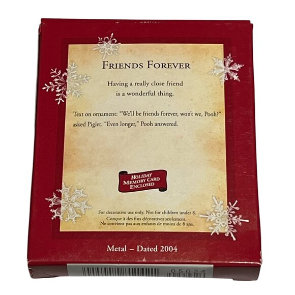 Disney Hallmark Keepsake Ornament Friends Forever Pooh & Piglet Metal 2004 NWT - Picture 2 of 2